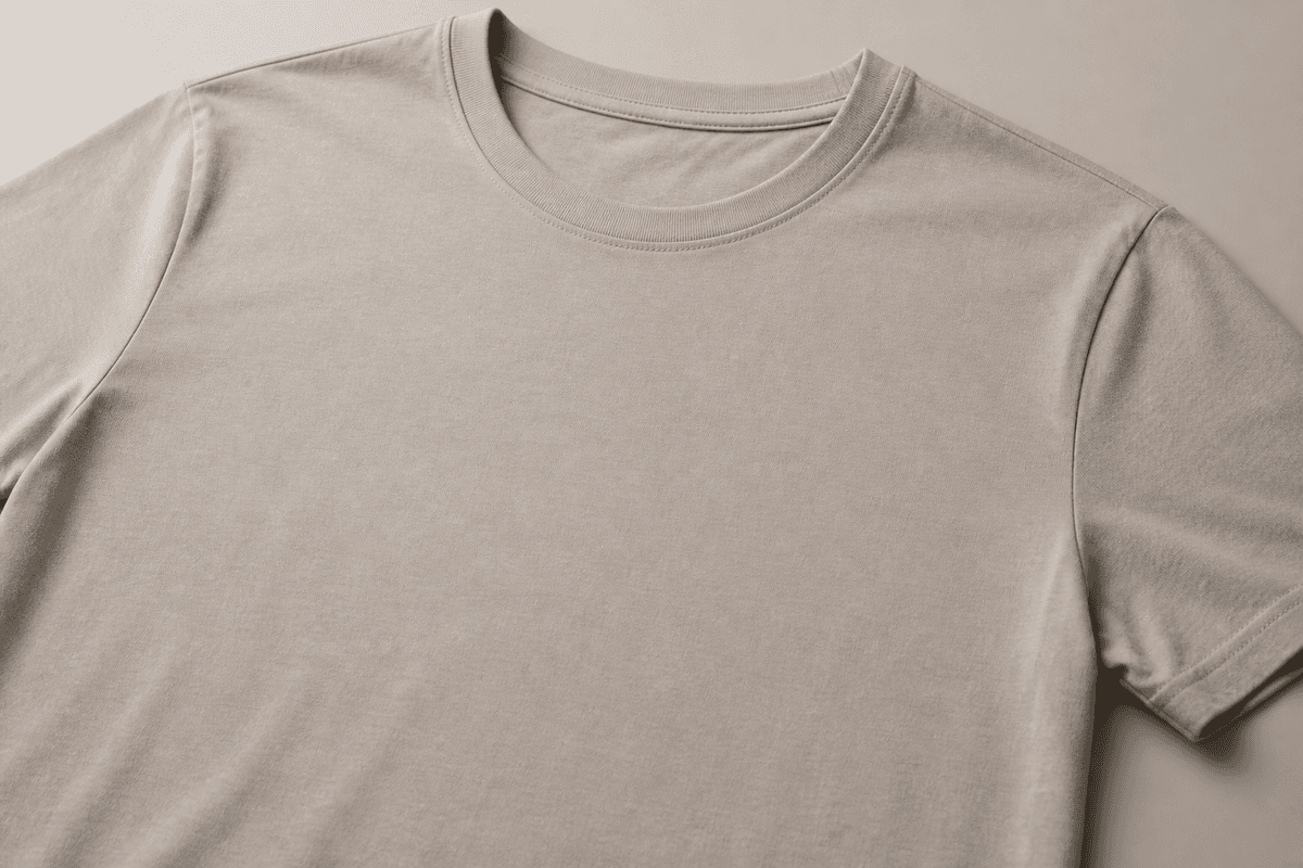 Blank T-shirt laid flat showing the chest print placement area