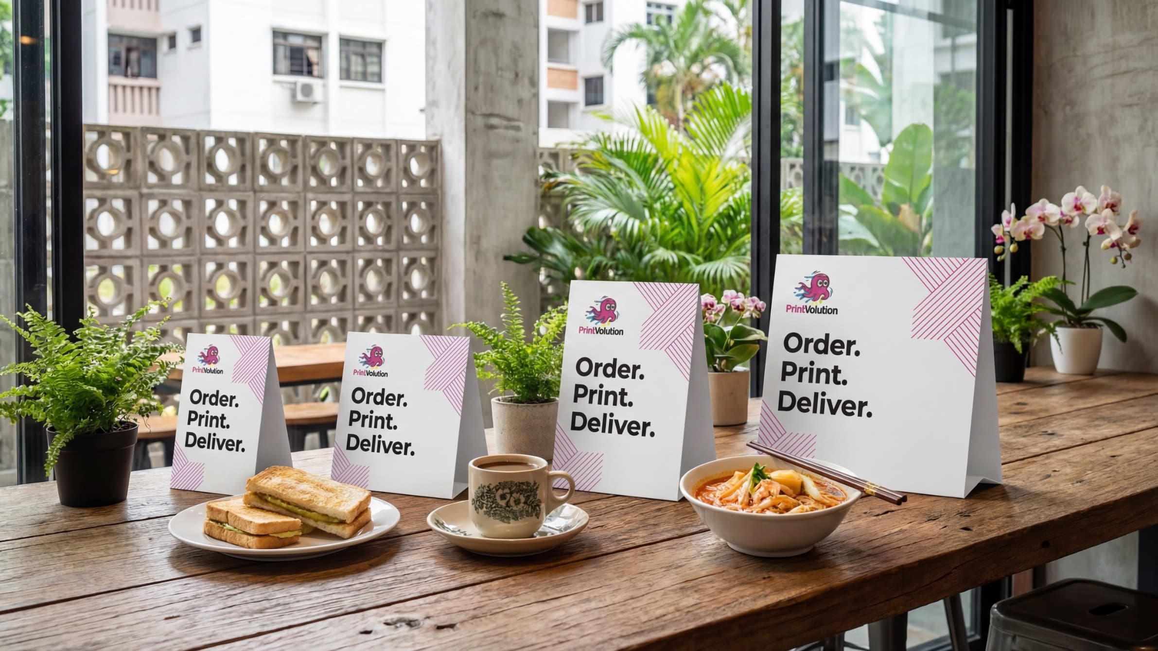 Table Tent printing in Singapore by Printvolution Table Tent printing in Singapore by Printvolution