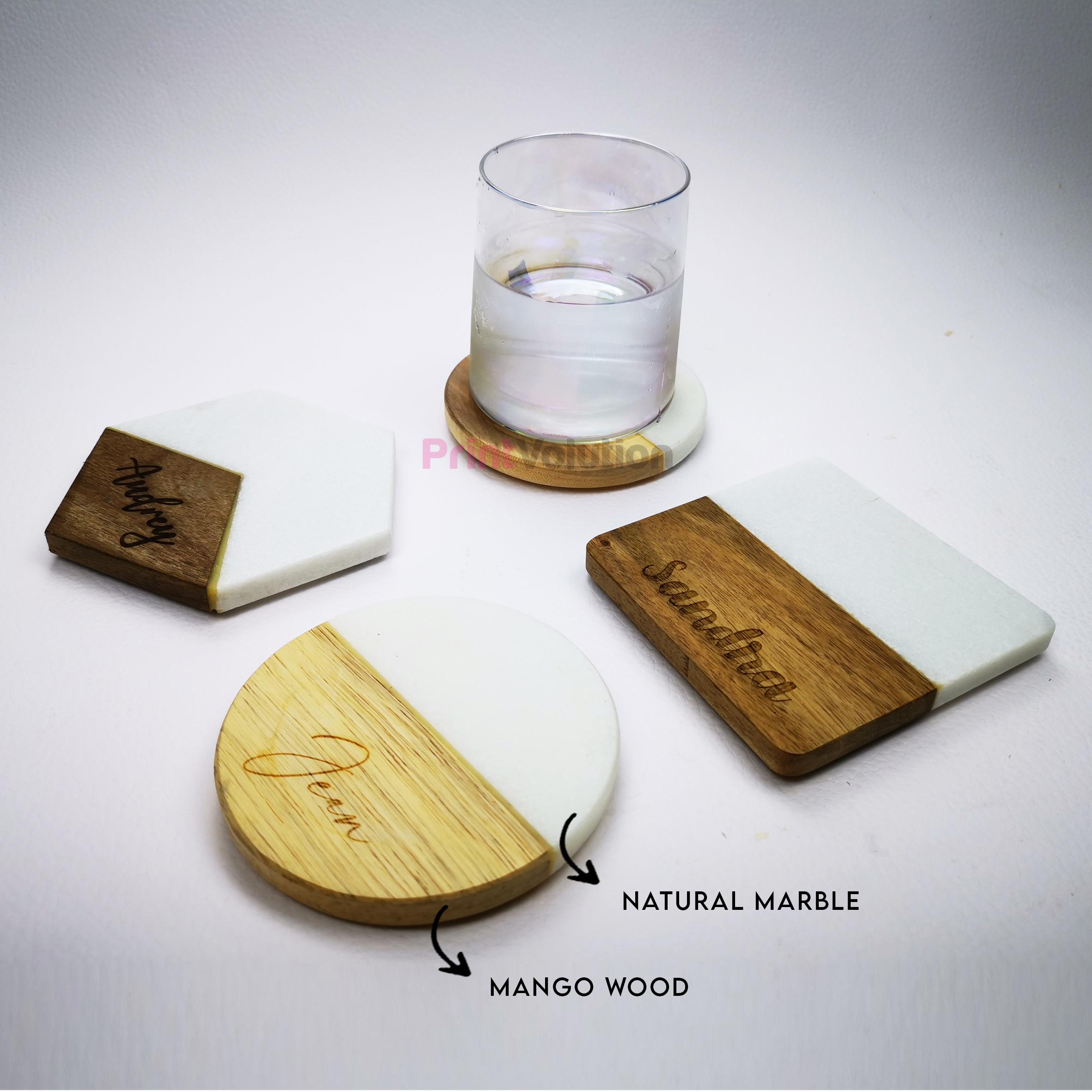 Marble and Mango Wood Coaster